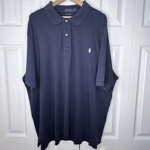 Polo Ralph Lauren Mens 3XB Pima Soft Touch Navy Blue Polo Shirt White Pony